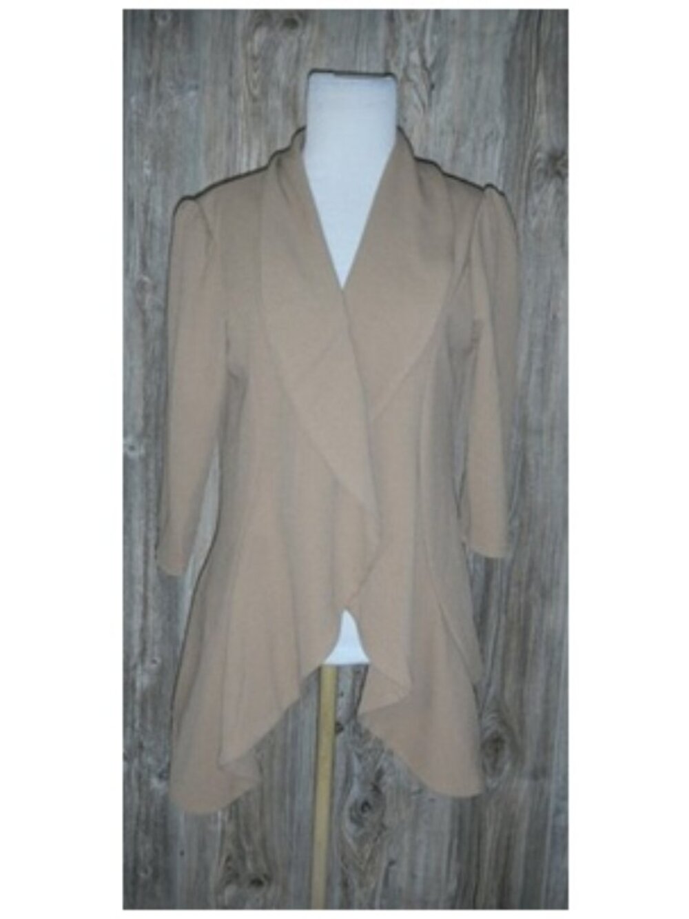 New Doublju Beige Draped Open Front Blazer Jacket Sz XL Office Fall Dressy